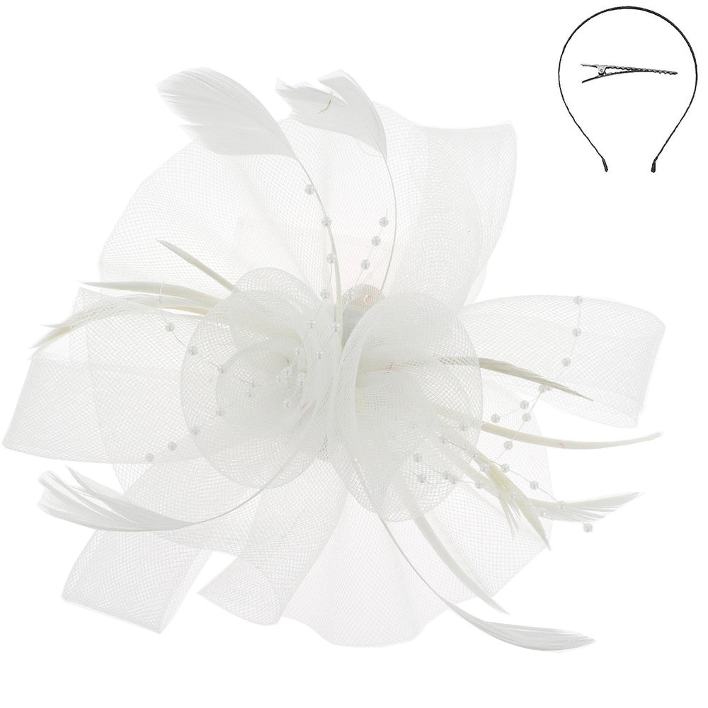 Southern Style Feather Fascinator in White