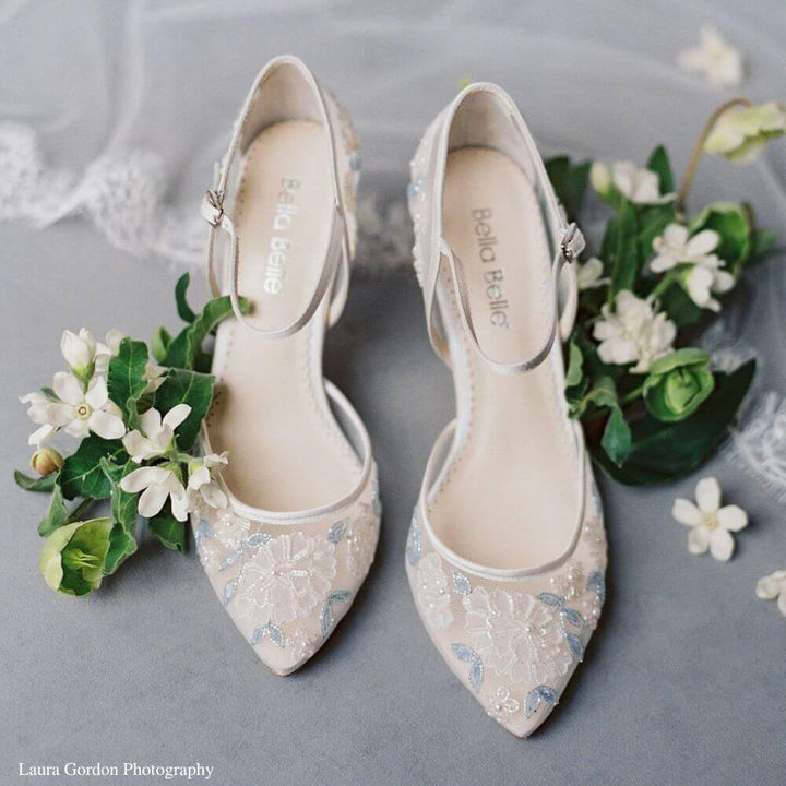 Vivian Block Heel Ivory Wedding Shoes in Ivory by Bella Belle