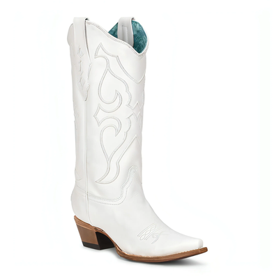 Anna Cowgirl Wedding Boots in White