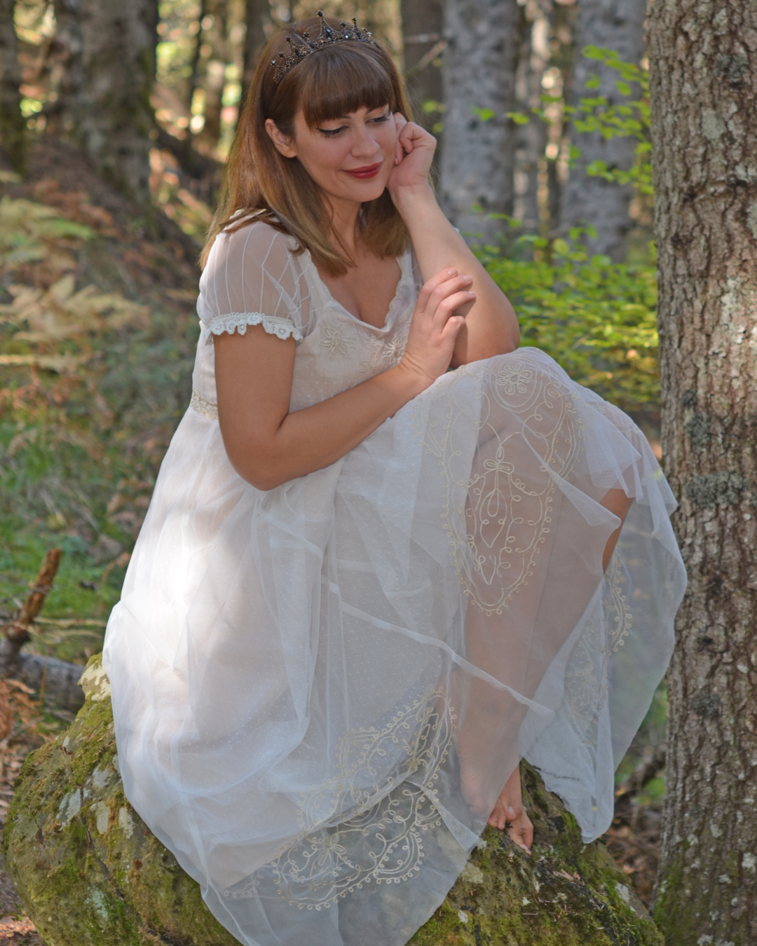 Nataya 40823 Vintage Garden Party Gown in Ivory Peach