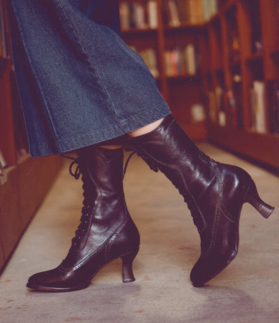 Jasmine Victorian Style Boots in Black