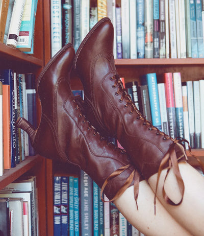 Jasmine Victorian Style Boots in Cognac