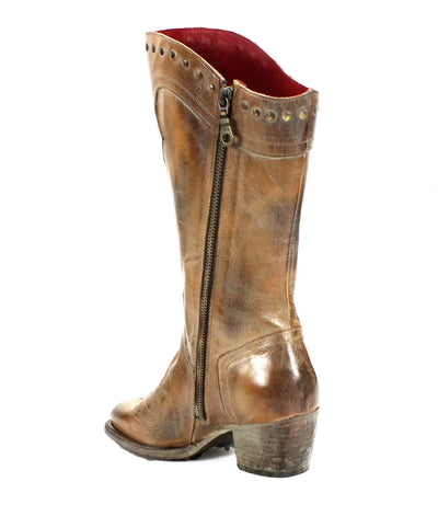 Limit Cowgirl Boot in Tan Rustic -  genuine leather cowgirl boots with vintage finish and classic Western design