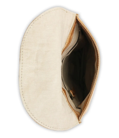 Handcrafted Sandy Lane Nomad Poach in Oats featuring soft natural leather and boho style