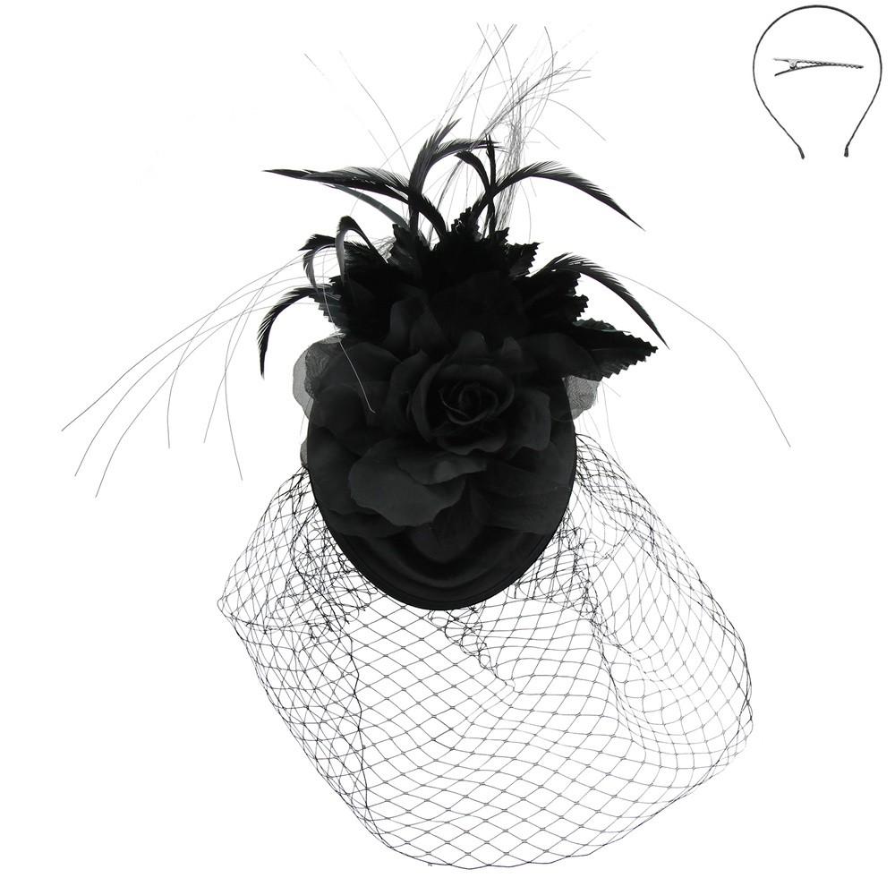 Silver Screen Fascinator in Black