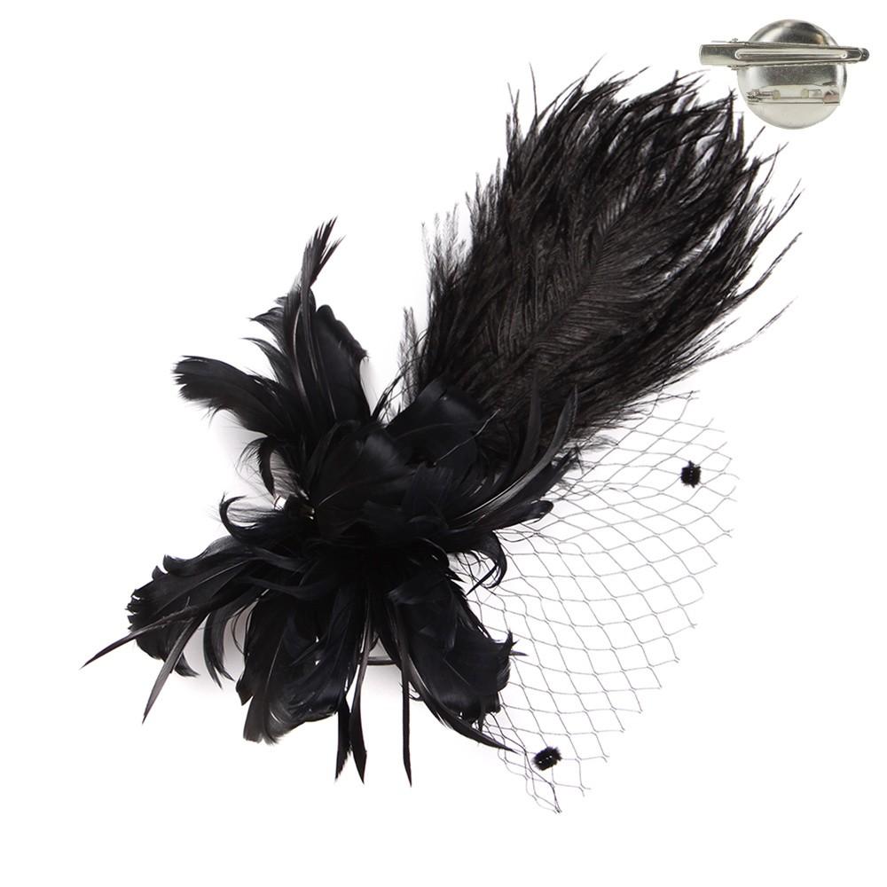 Golden Age Veil Fascinator in Black