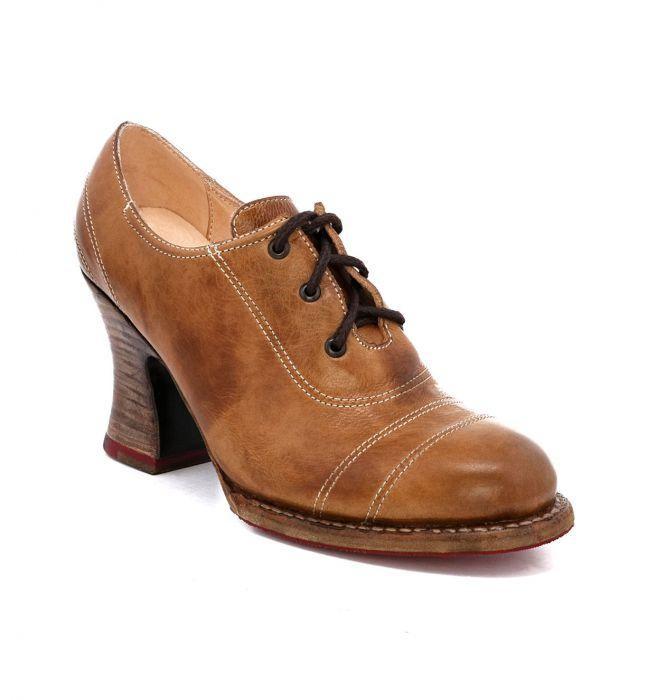 Nanny Victorian Style Shoes in Tan Rustic