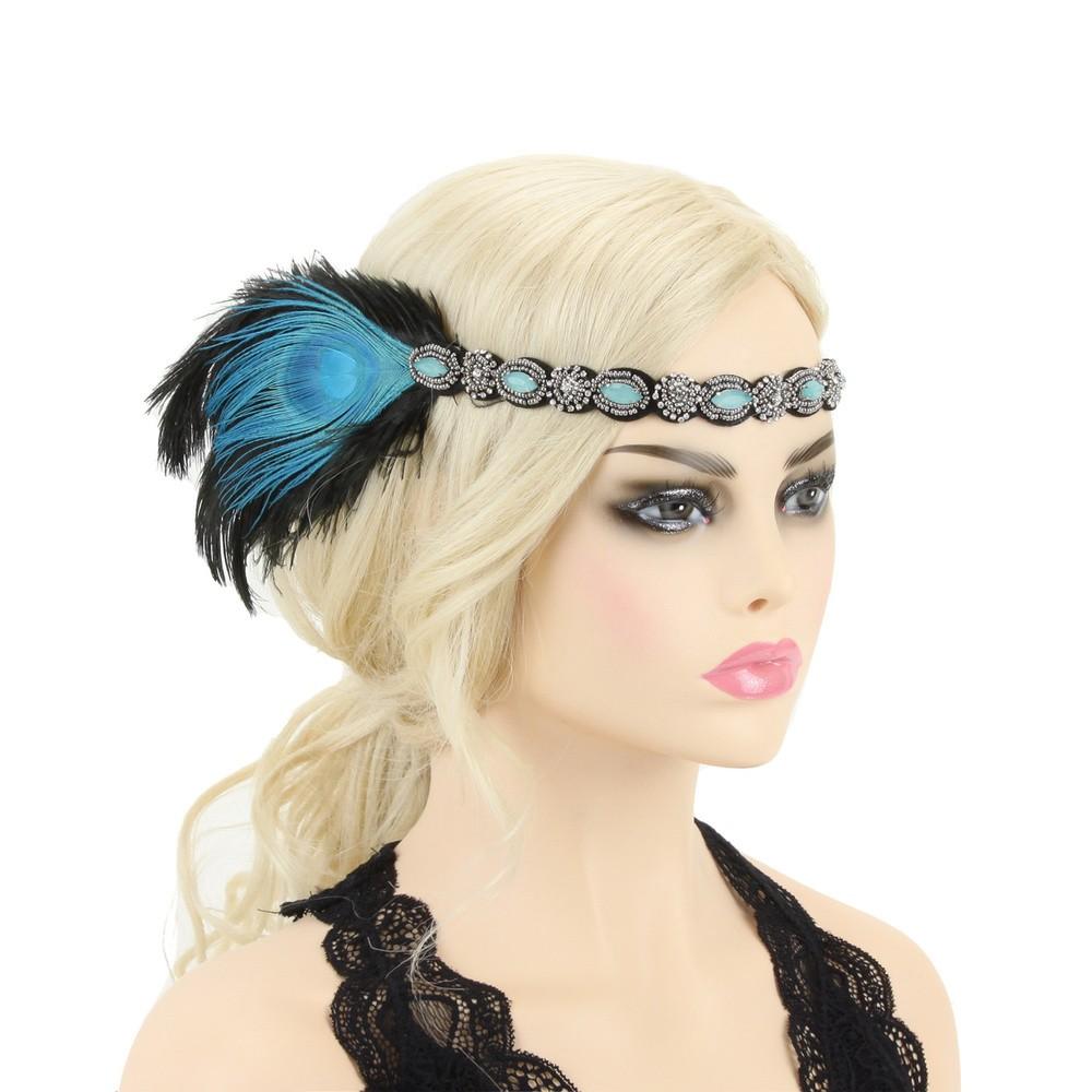 Art Deco Peacock Plume Headband