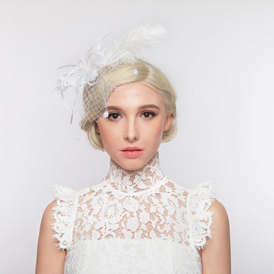 Golden Age Veil Fascinator in White