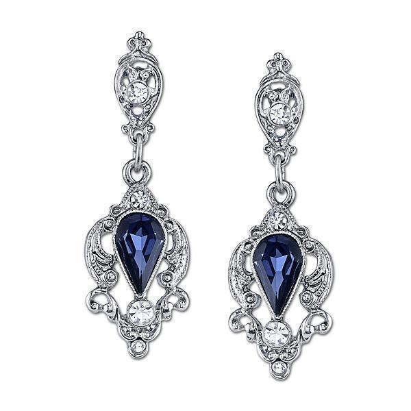 DOWNTON ABBEY BLUE PEAR SHAPED DROP EARRINGS