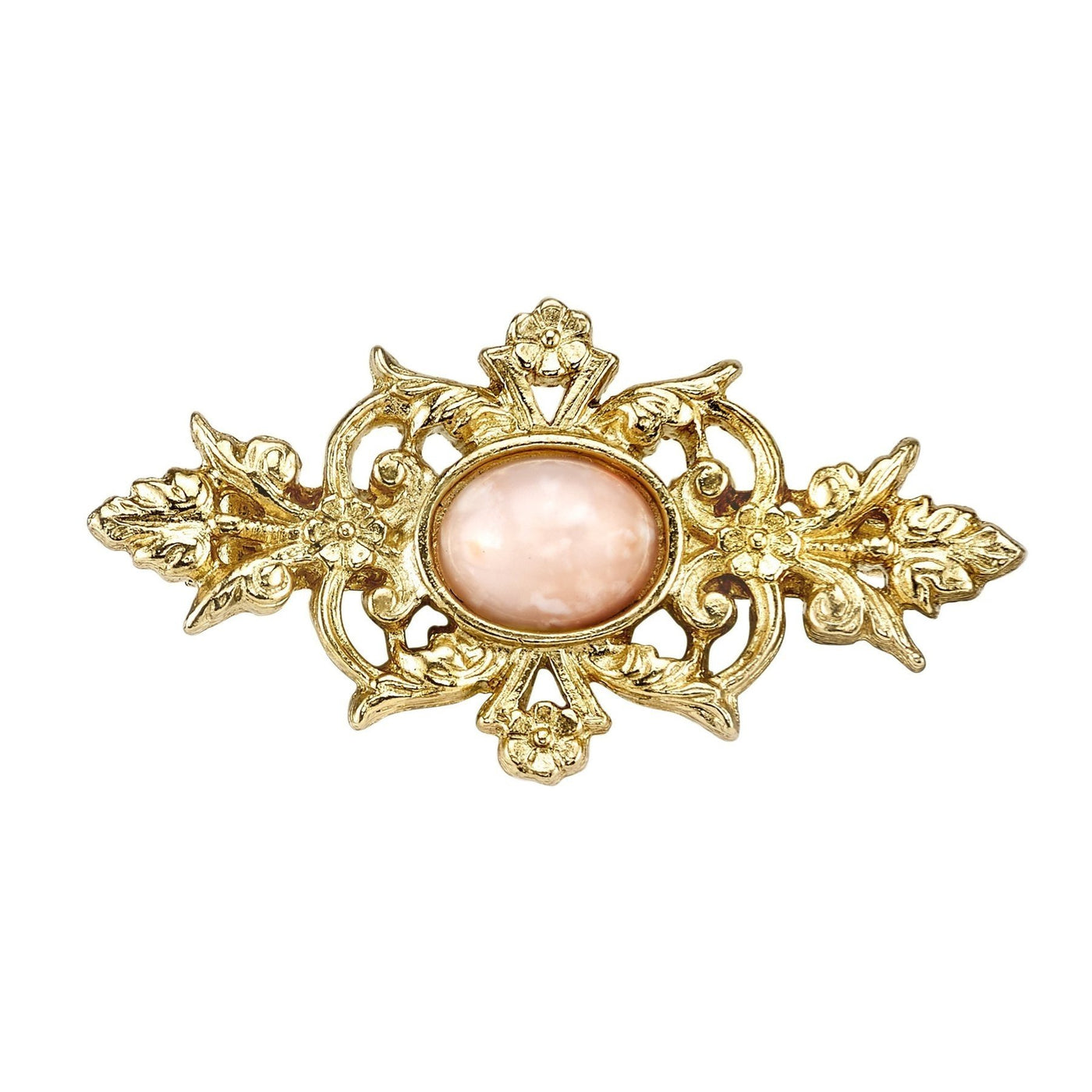 DOWNTON ABBEY GOLD-DIPPED AND PEACH COLOR STONE PIN