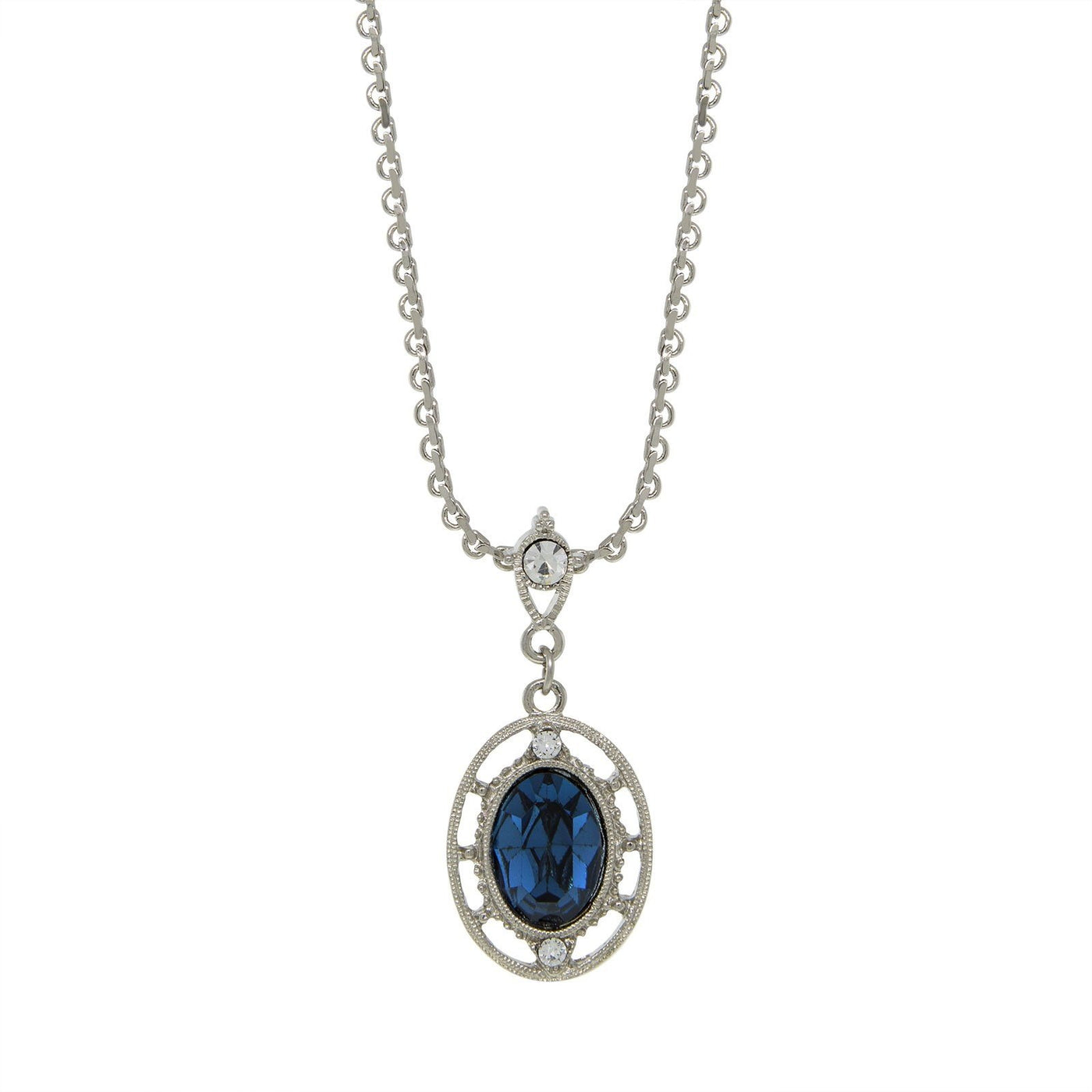 DOWNTON ABBEY DARK BLUE OVAL DROP NECKLACE