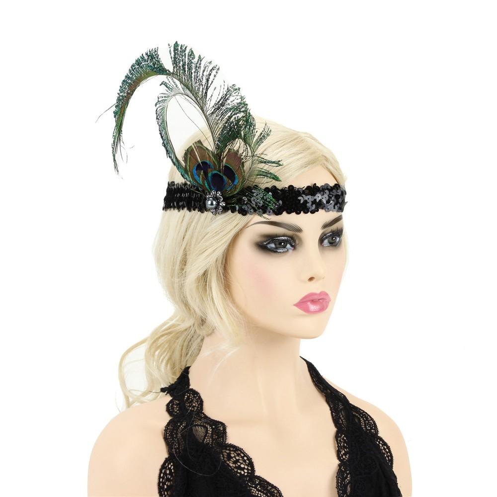 Sequin Flapper Headband in Peacock