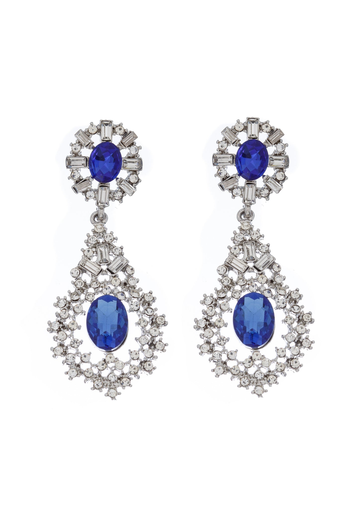 Edwardian Crystal Earrings in Blue