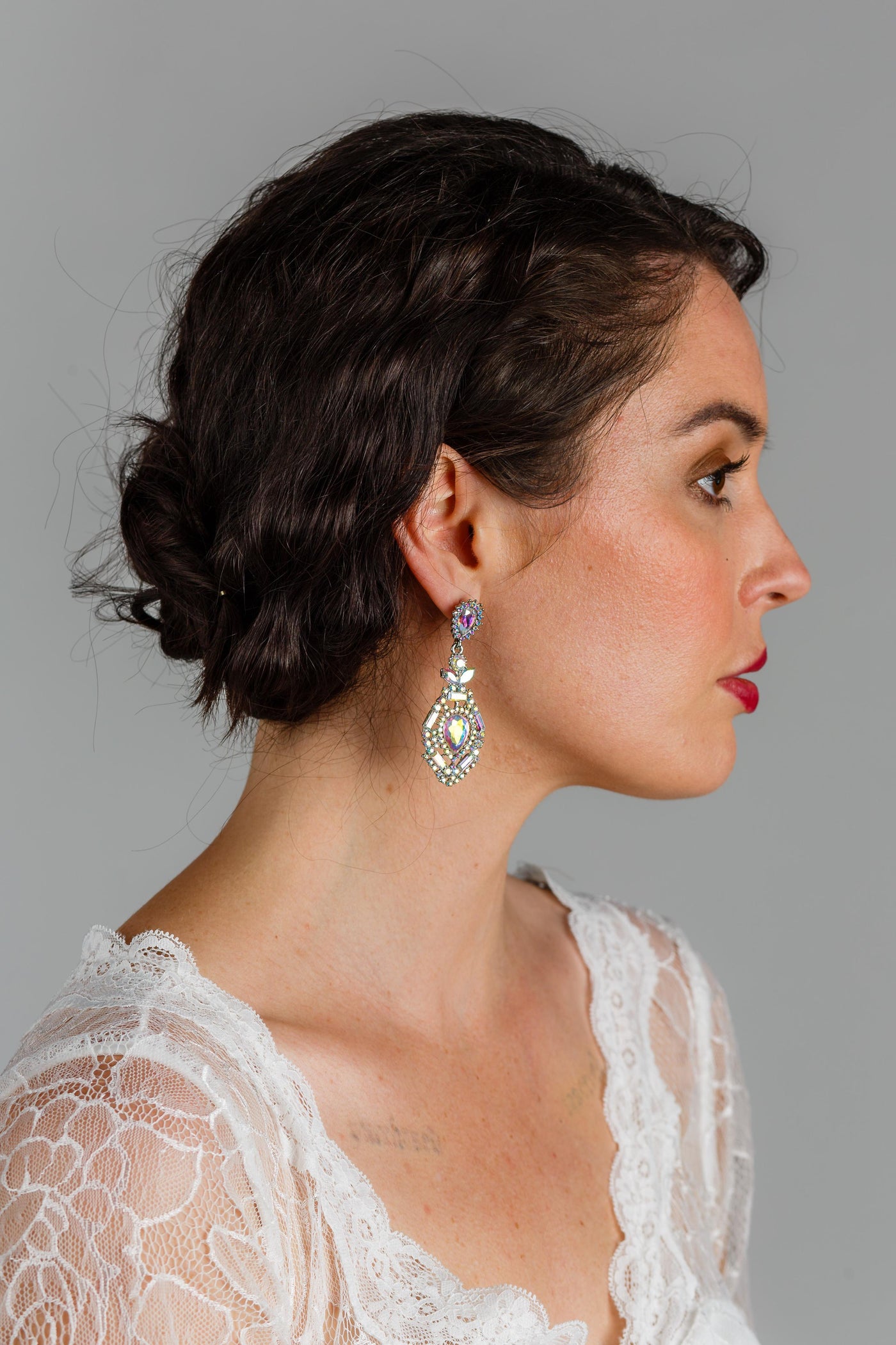 1920s Iridescent Earrings in Silver