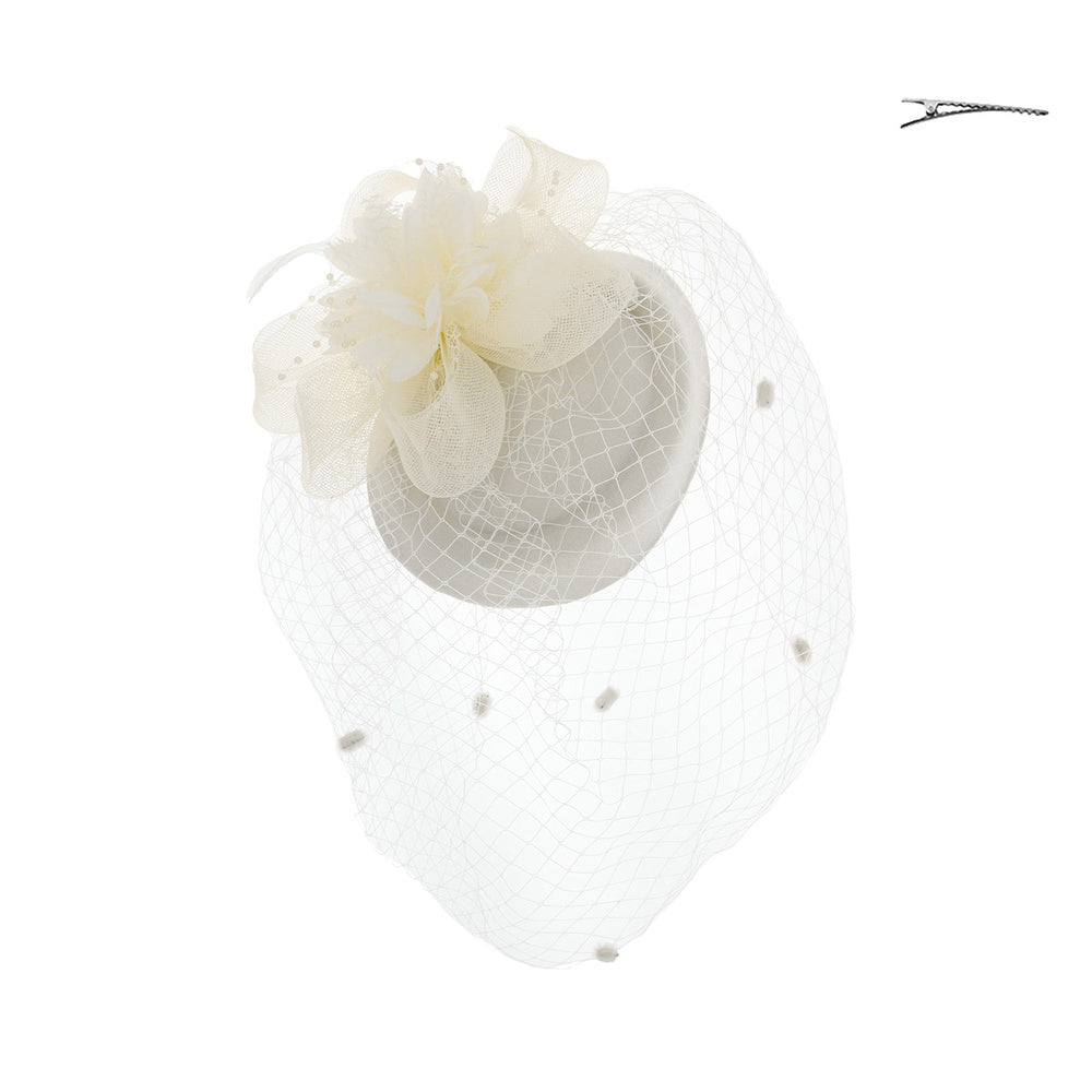 1920s Floral Wedding Veil Fascinator in Ivory