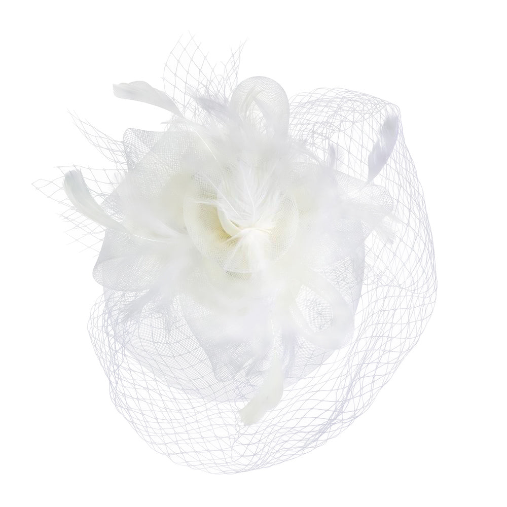 Vintage Birdcage Fascinator in White