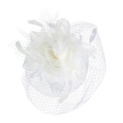 Vintage Birdcage Fascinator in White