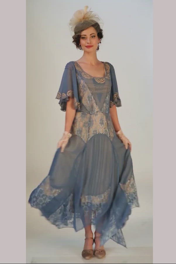 Irene Art Nouveau Style Dress in Blue by Nataya