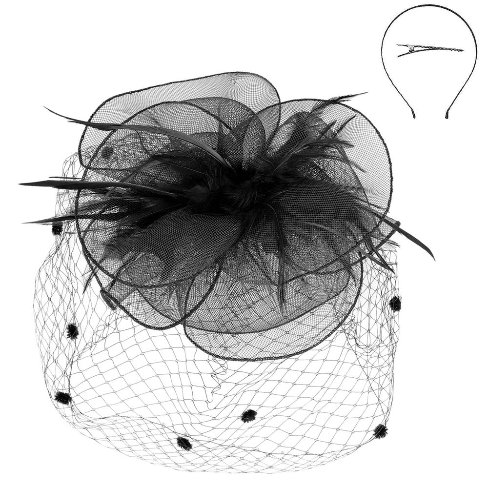 20s Party Net Fascinator in Black