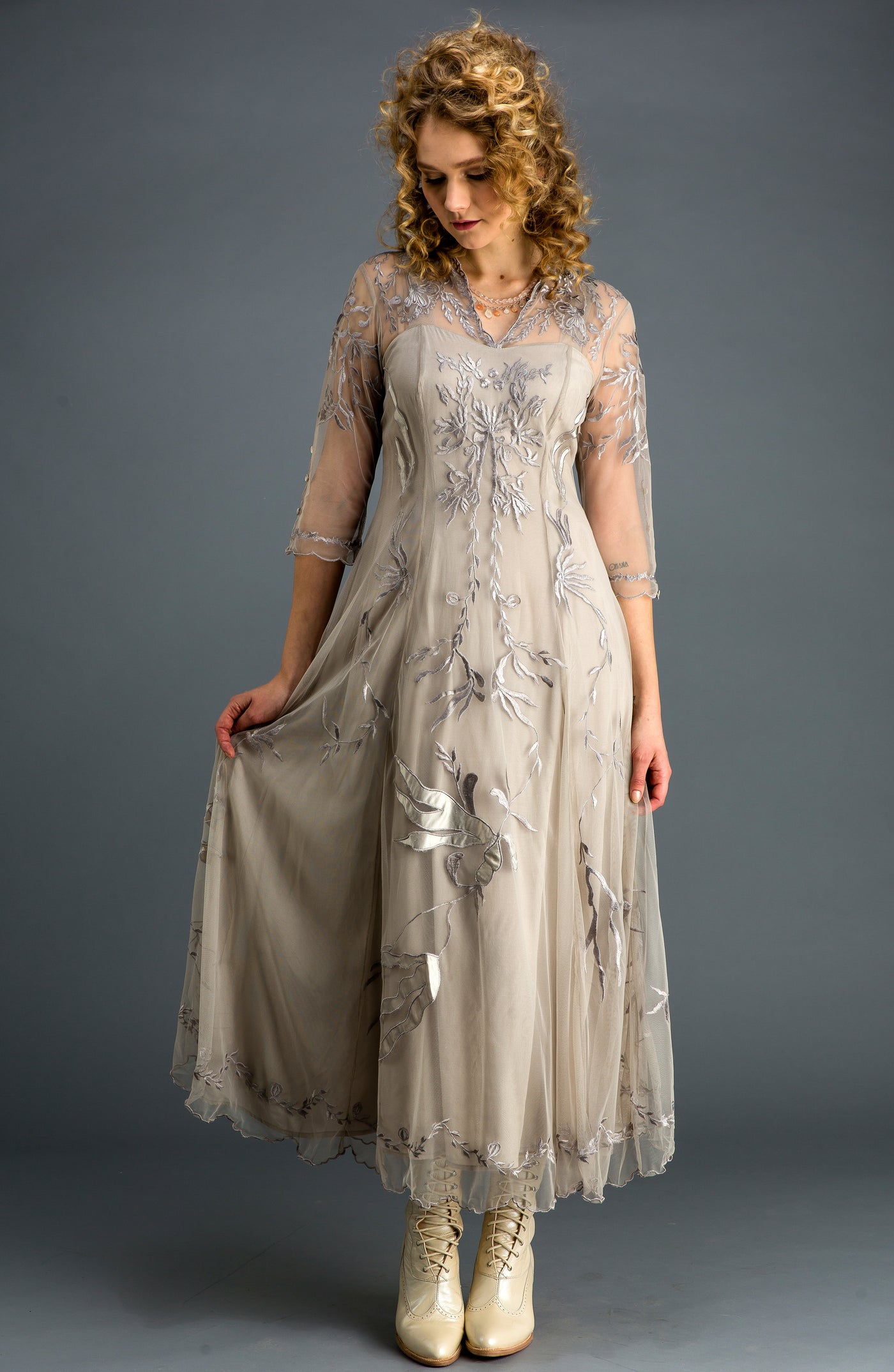 Nataya Elizabeth CL-2149 Silver/Grey Gown - SOLD OUT