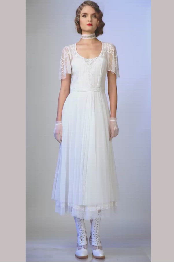 Alice Vintage Style Dress in Ivory by Nataya