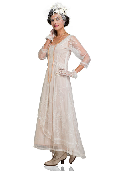 Nataya 40163 Downton Abbey Tea Party Gown in Ivory/Peach