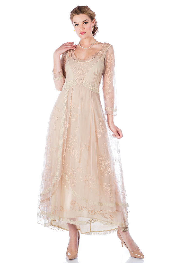 plus sized wedding guest dresses Plus Size Beach Wedding Guest Dresses Detachable Puffy Sleeves Blue / US:14-16