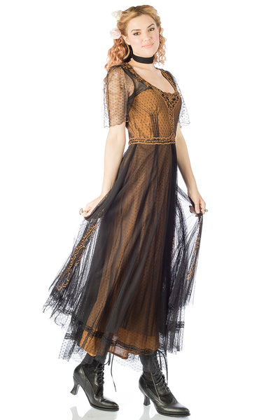 Nataya Alice 40815 Vintage Dress in Black/Gold