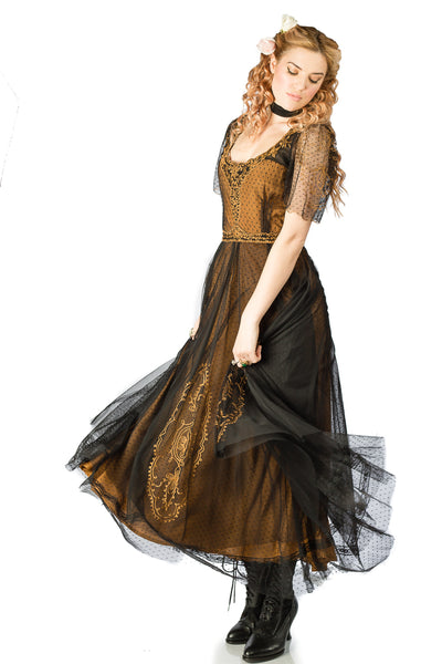 Nataya Alice 40815 Vintage Dress in Black/Gold