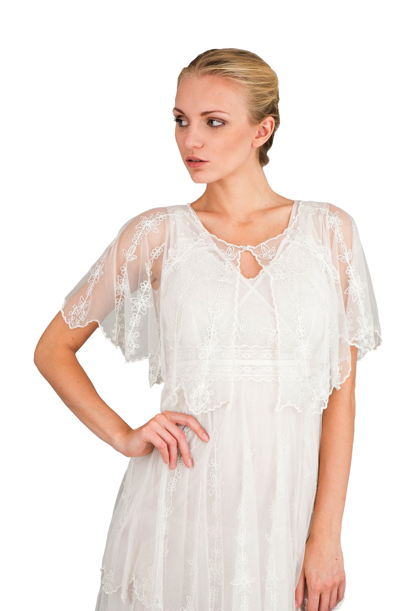 Nataya T-413 Vintage Inspired Jacket in Ivory