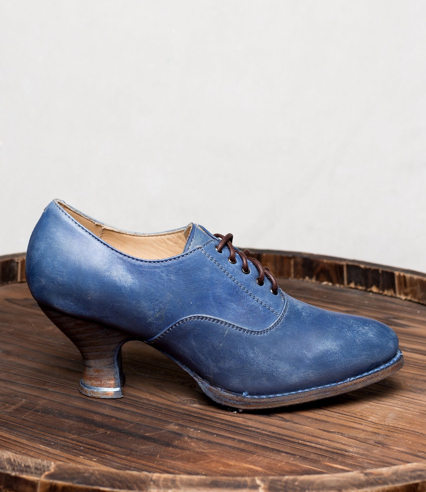 Janet Victorian Style Shoes in Steel Blue