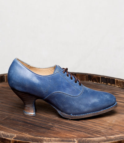 Janet Victorian Style Shoes in Steel Blue