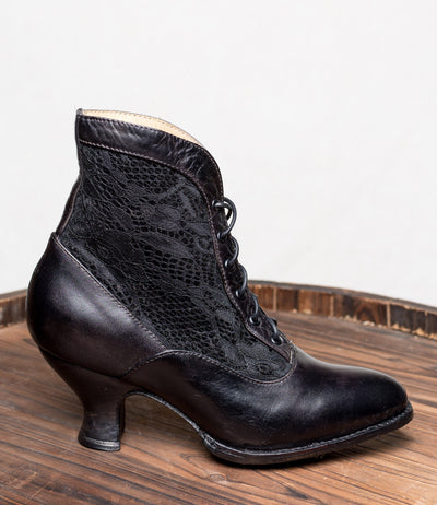Jacquelyn Modern Victorian Boots in Black Rustic