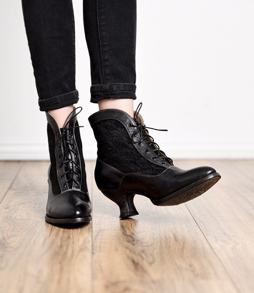 Jacquelyn Modern Victorian Boots in Black Rustic