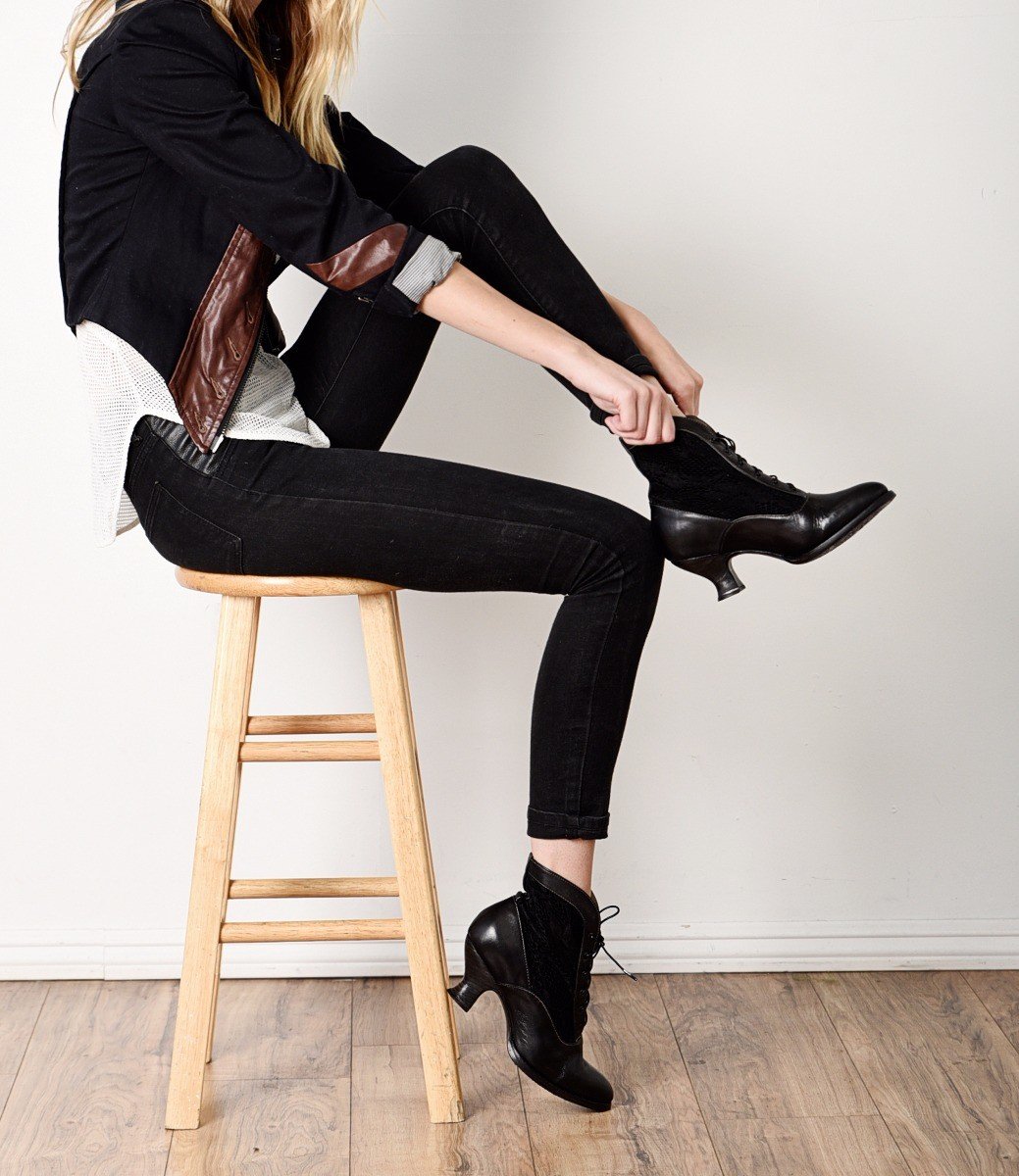 Jacquelyn Modern Victorian Boots in Black Rustic