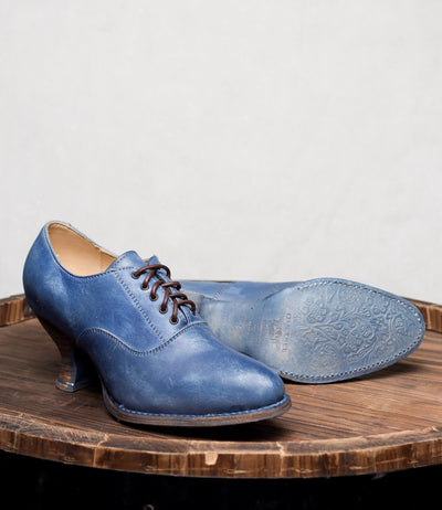 Janet Victorian Style Shoes in Steel Blue
