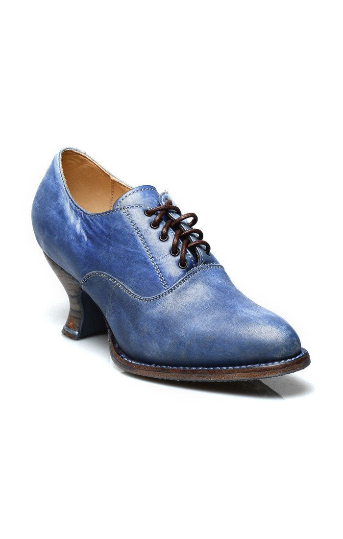 Janet Victorian Style Shoes in Steel Blue