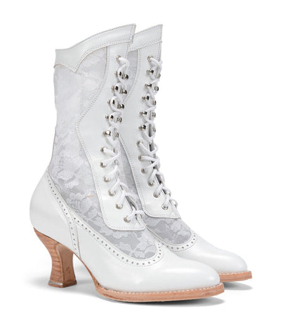 Jennie Victorian Wedding Boots in White