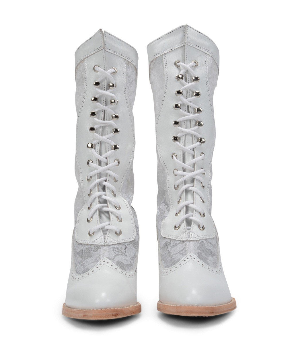 Jennie Victorian Wedding Boots in White