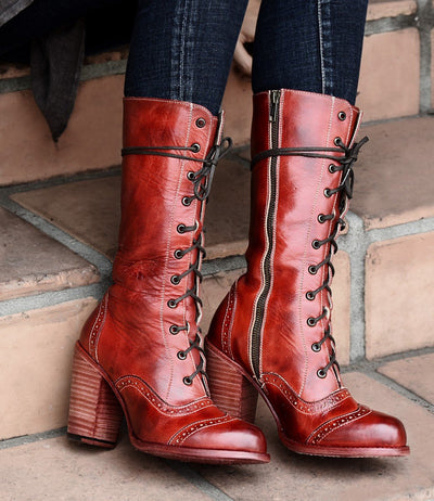 Ariana Boots in Red Rustic