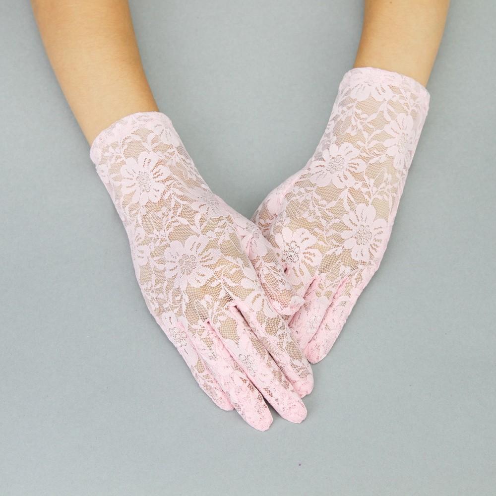 Downton Abbey Lace Wrist Gloves in Pink