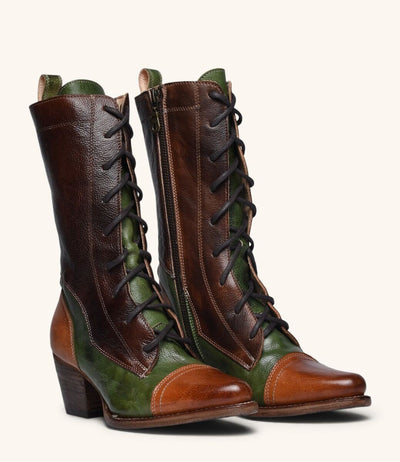 Baisley Vintage Inspired Boots in Cognac Teak