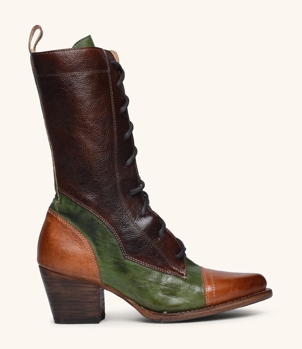 Baisley Vintage Inspired Boots in Cognac Teak