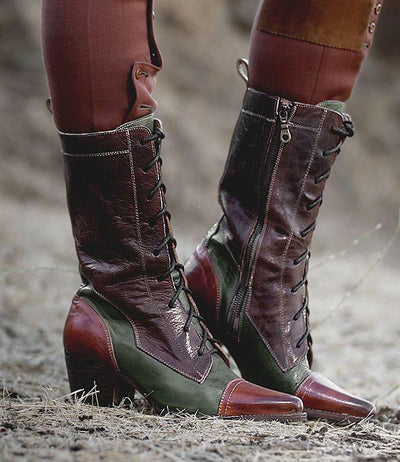 Baisley Vintage Inspired Boots in Cognac Teak