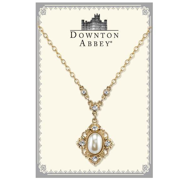 DOWNTON ABBEY SIMULATED PEARL AND CRYSTAL PENDANT NECKLACE