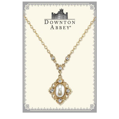 DOWNTON ABBEY SIMULATED PEARL AND CRYSTAL PENDANT NECKLACE