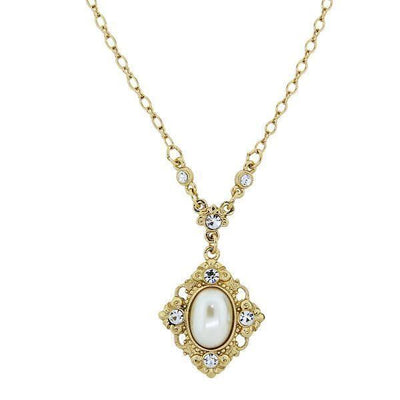DOWNTON ABBEY SIMULATED PEARL AND CRYSTAL PENDANT NECKLACE