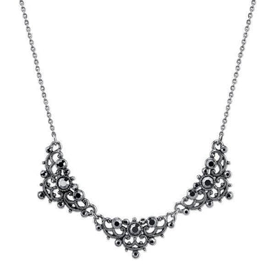 DOWNTON ABBEY HEMATITE CRYSTAL BIB NECKLACE - SOLD OUT