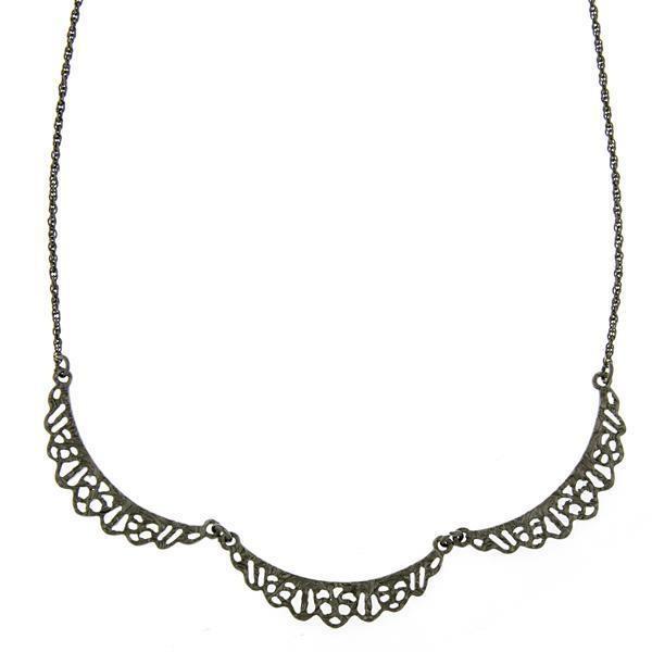 DOWNTON ABBEY BLACK FILIGREE SCALLOPED COLLAR NECKLACE